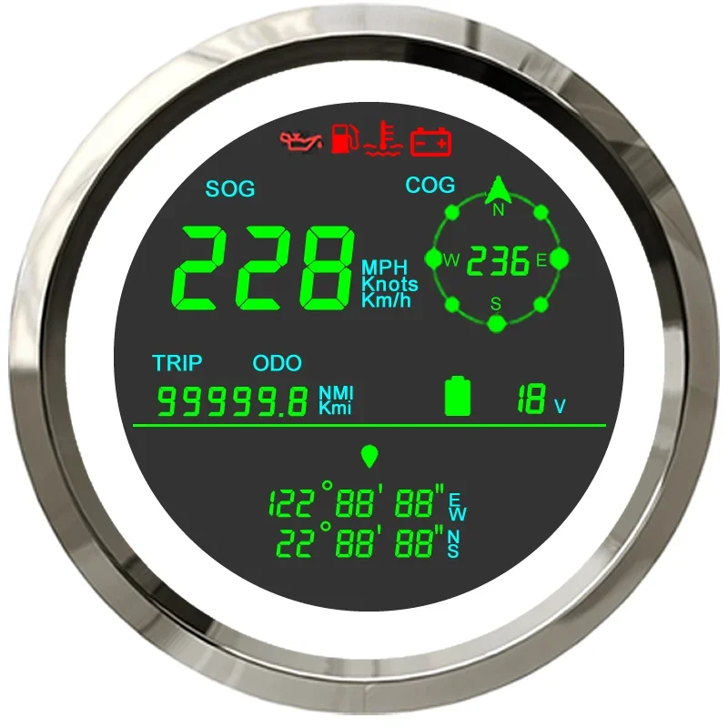 3 in 1 Multifunction Fuel Gauge Voltmeter GPS Location 85mm LCD GPS Speedometer for Boat Yacht