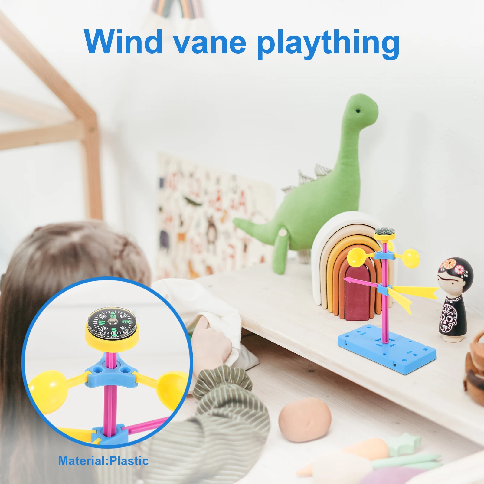 

2pcs Wind Vane Plaything Kids Science Educational Diy Assembly Kit Birthday Gift For Children Wind Direction