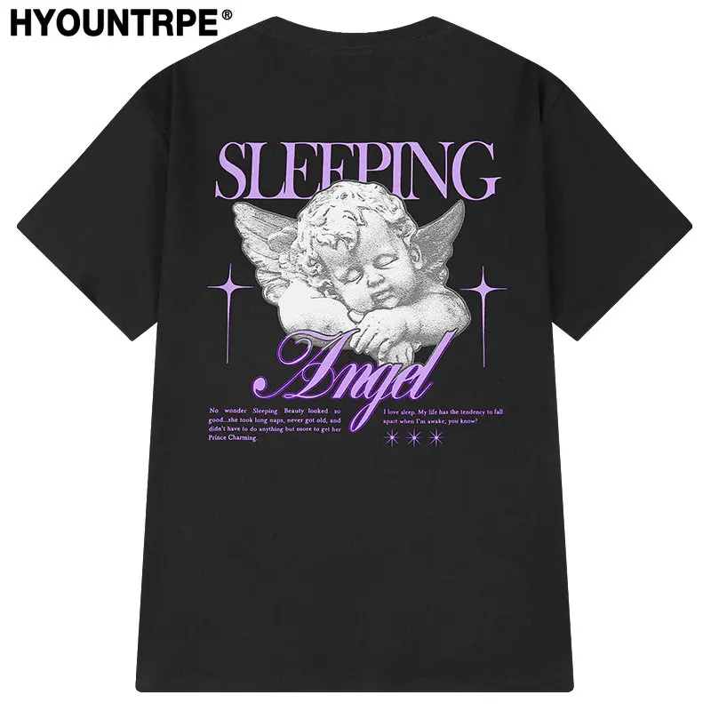 

Harajuku Sleeping Angle Printed Streetwear T-Shirt Men Hip Hop T Shirt Casual Short Sleeve Tshirts Women Cotton Unisex Tops Tees