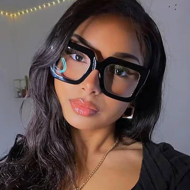 

Thick Black Square Blue Light Glasses – Bold Chunky Frame, Trendy Fashion Eyewear