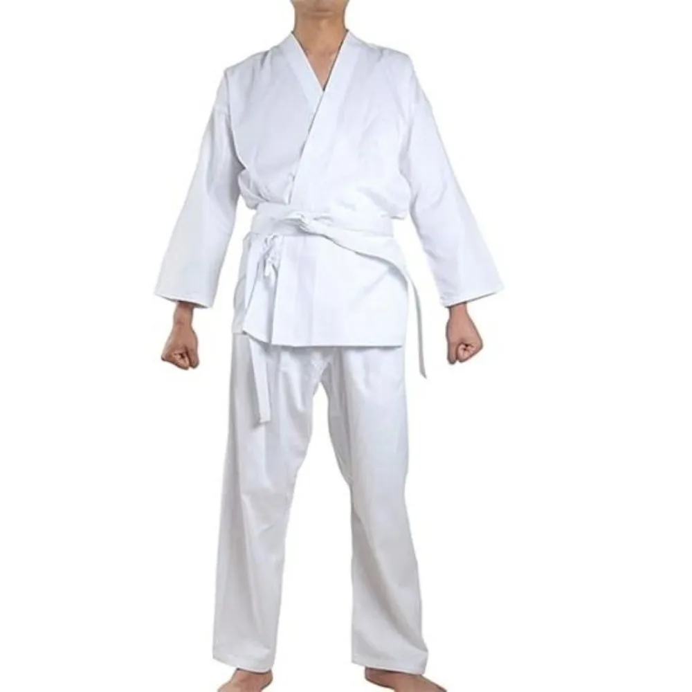 Uniforme de Karate para Niños y Adultos, Uniforme de Estudiante de Karate Gi Ligero con Cinturón para Entrenamiento de Artes Marciales - Blanco