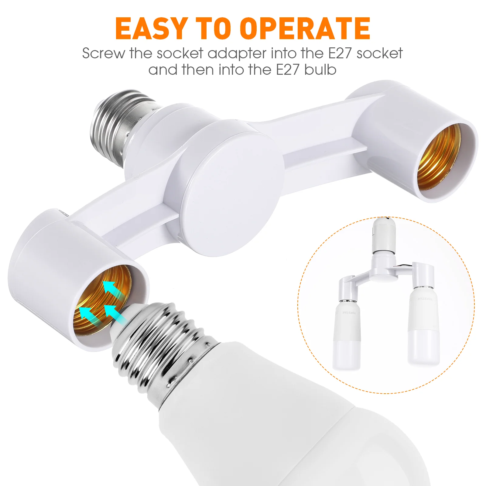 Convert Lamp Head Multiple Sockets Splitter Light Bulb Extender Screw Adapter Pbt E27 Convenient Holder Branch