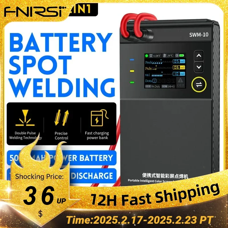 배터리 휴대용 용접기 스폿 용접기 DIY 미니 18650 배터리 팩 용접 도구 5000mah 용접 가능 0.25mm FNIRSI SWM-10