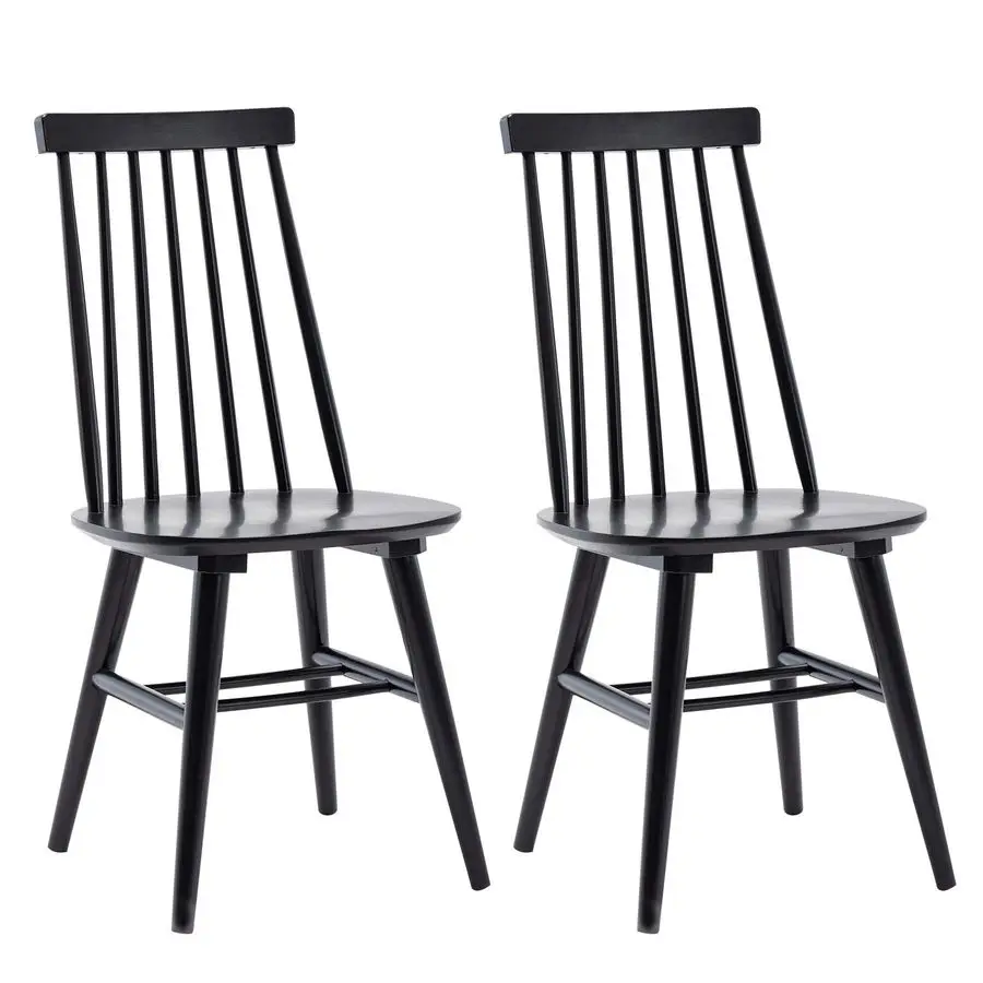 

Dining Chairs Set of 2, Wood Dining Room Chairs Slat Back Kitchen Room Chair Windsor Chairs, Black