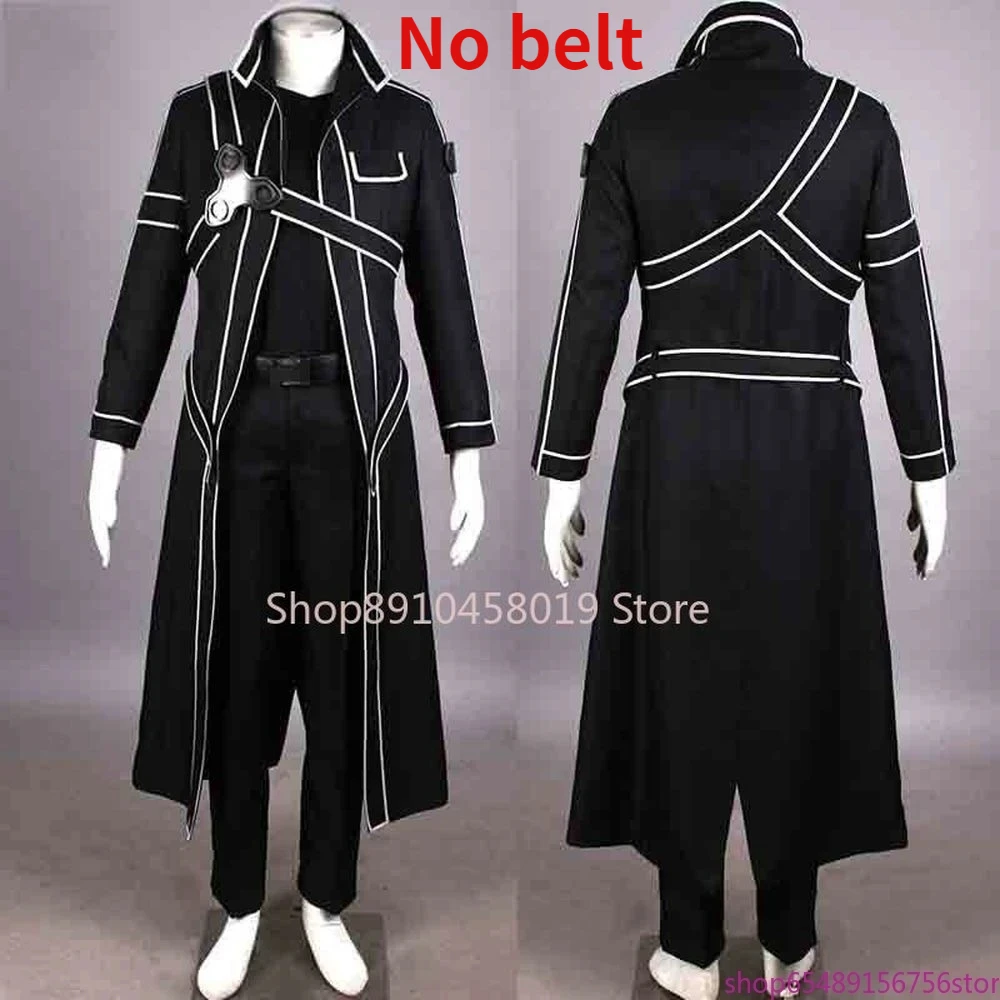 Kirito Cosplay Figurino para Homem e Mulher, Anime de Halloween, Sword Art Online, SAO, Kirigaya Kazuto, Uniforme, Colthing Wig Set, Adulto