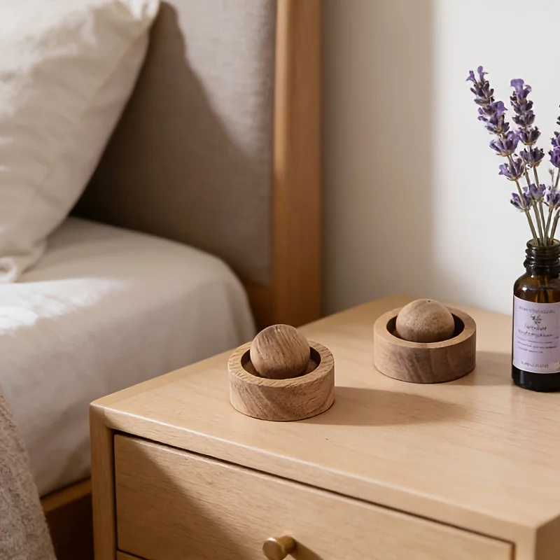 Wooden Diffuser Ball Aroma Holder, Natural Wood Sphere Essential Oil Diffuser, Desktop Car Fragrance Diffuser Ornament for Home