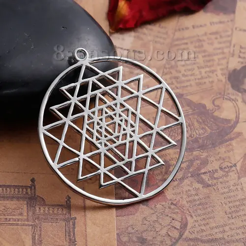 سحر التأمل سري يانترا لصنع المجوهرات ، قلادة هندسية مستديرة مجوفة ، قلادة سبيكة قائمة على الزنك ، نتائج تصنعها بنفسك ، 1-5 #6