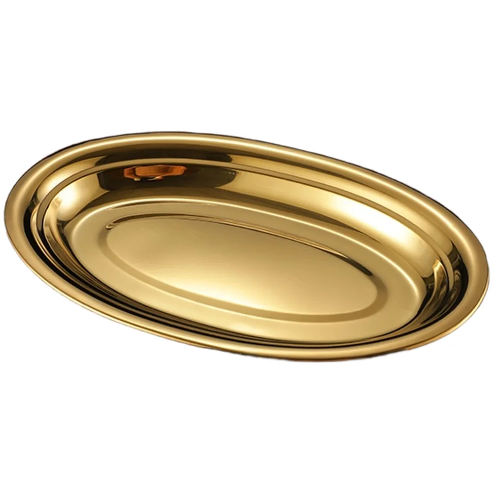 Deep Oval Stainless Steel Serving Dish for Fish and Pasta Stackable Space Saving Non Slip Bottom for Stability