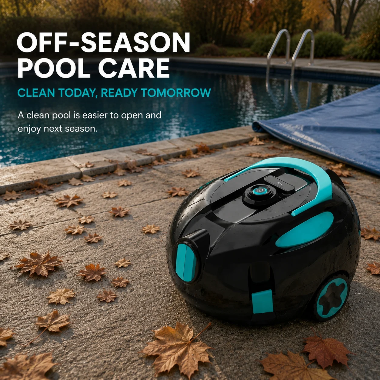 Cordless Pool Cleaning Robot Suitable for Year-Round Pool Maintenance; Features a 130-Minute Battery Life, IPX8 Waterproof Rating, and Powerful Suction to Automatically Remove Fallen Leaves, Dirt, ...