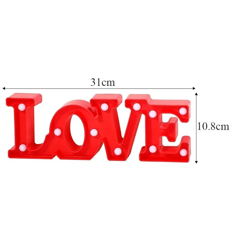 San Valentino AMORE Luci di segnalazione a LED Luci da lettera romantiche Decorazione desktop per la casa Puntelli per atmosfera di nozze Decorazioni per feste