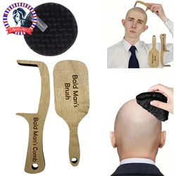 Wooden Creative Father's Day Gifts for Bald Men Novelty Funny Adult Bald Head Bald Man  Brushes Set Hair Care Styling Tool