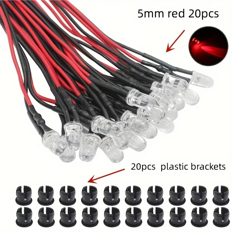 20 stks/50 stks 5 MM LED 9 V-12 V Pre-wired Micro LED LED voor Model Combinatie DIY Wit, rood, blauw, groen, geel Kit