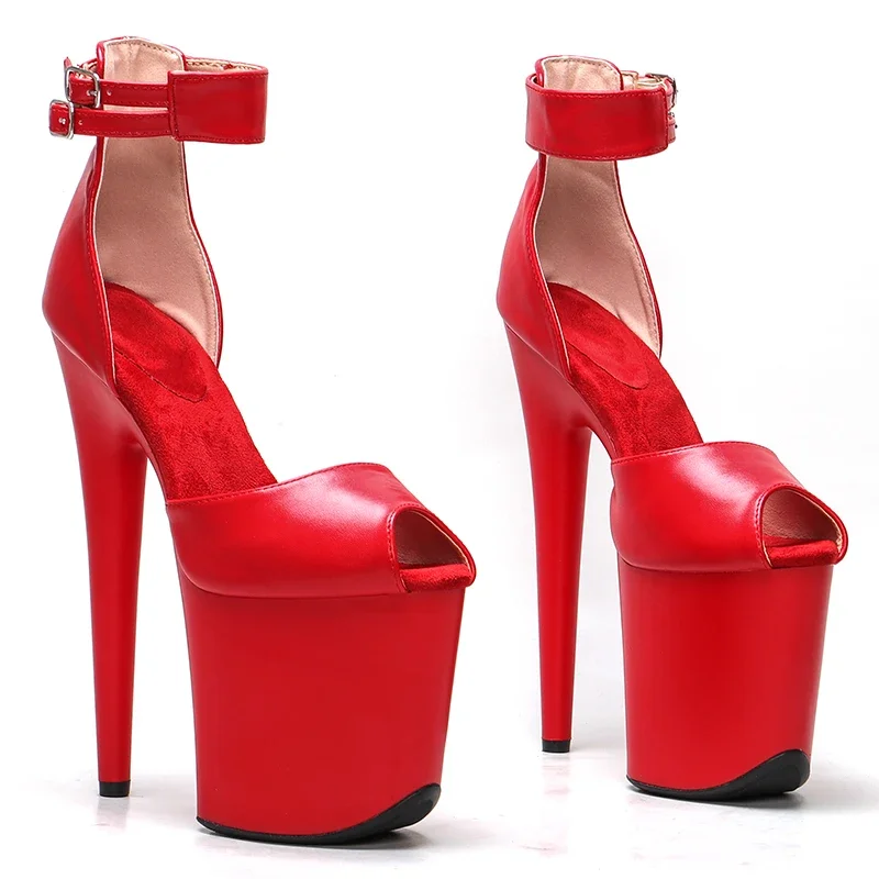 Leecabe 20cm/ 8inches matte PU Trendy fashion platform high heel  sandals stripper heel pole dance shoes
