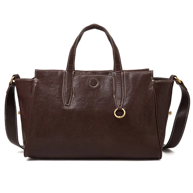 LAORENTOU Lady's Handbag Genuine Leather Shoulder Bag Autumn Winter Luxury Design Vintage Tote Bag Larde Capacity Classic