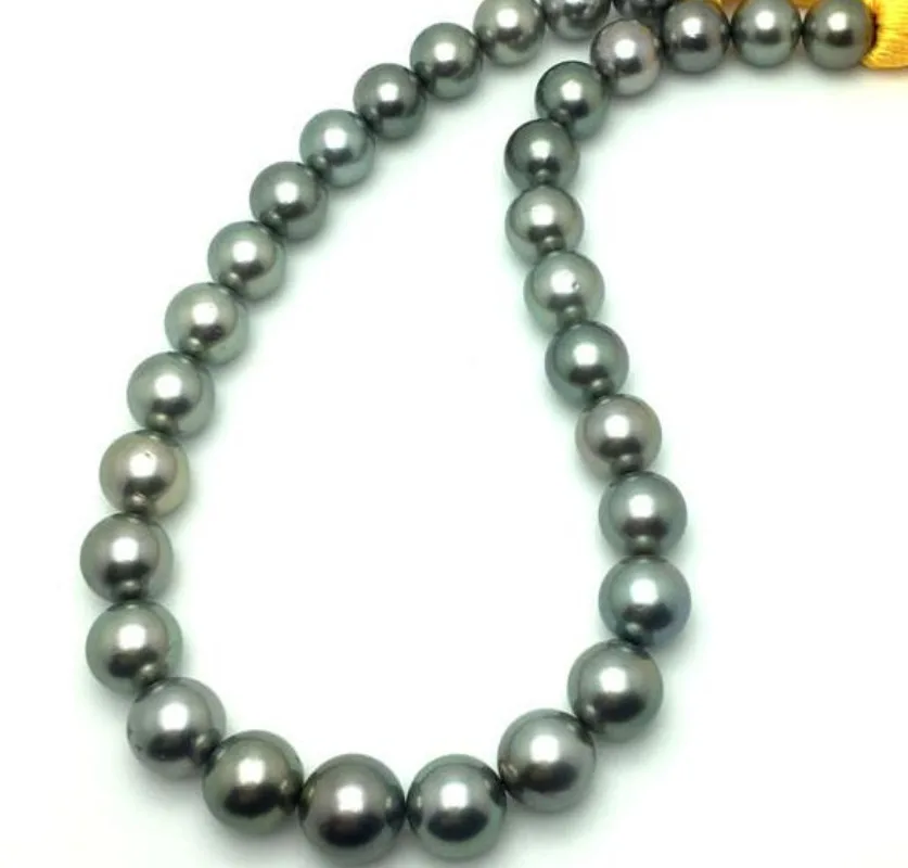 

Stunning Huge 17"13-16mm Genuine Black Blueish Round Pearl Necklace Women Jewelry Wedding Party Gift 925 Sterling Silver 1269AA