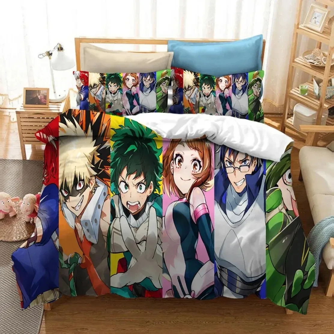 

Japan Anime My Hero Academia Bedding Set 3D Printed Suitable for Bedroom Duvet Cover Set With Pillowcases Kids Home Textile