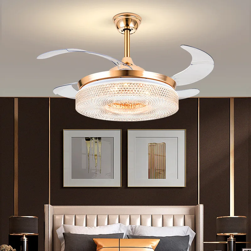 Invisible fan LED light ceiling fan light living room dining room ceiling fan Nordic minimalist modern new pure copper fan