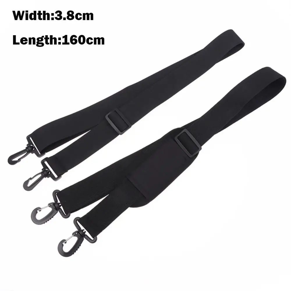 Black Nylon Adjustable Shoulder Strap Durable Detachable Bag Shoulder Belt Simple Solid Color Replacement Belt with Shoulder Pad