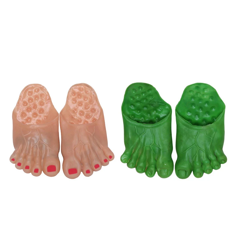 Green Giant Foot Slippers New Soft Base Men's Big Feet Slippers Party Shoes Funny Halloween Shoe Cover Show Cosplay Toys