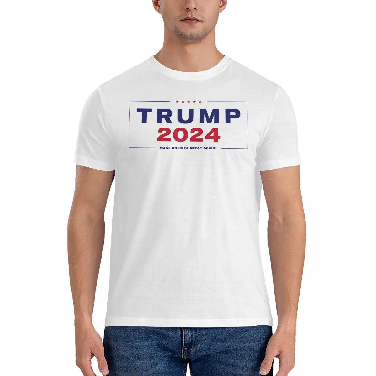 Men T-Shirt Trump 2024 Novelty Cotton Tee Shirt Short Sleeve Make America Great Again T Shirts Crew Neck Clothing Summer