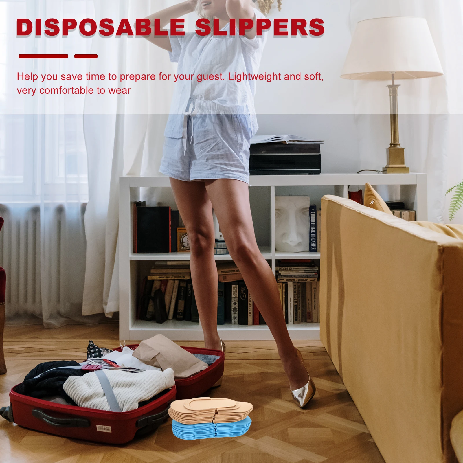 

20 Pairs Beauty Salon Nail Spa Disposable Slippers Hotel Guest Flops Manicure Spa Travel Indoor Durable Premium Material Set