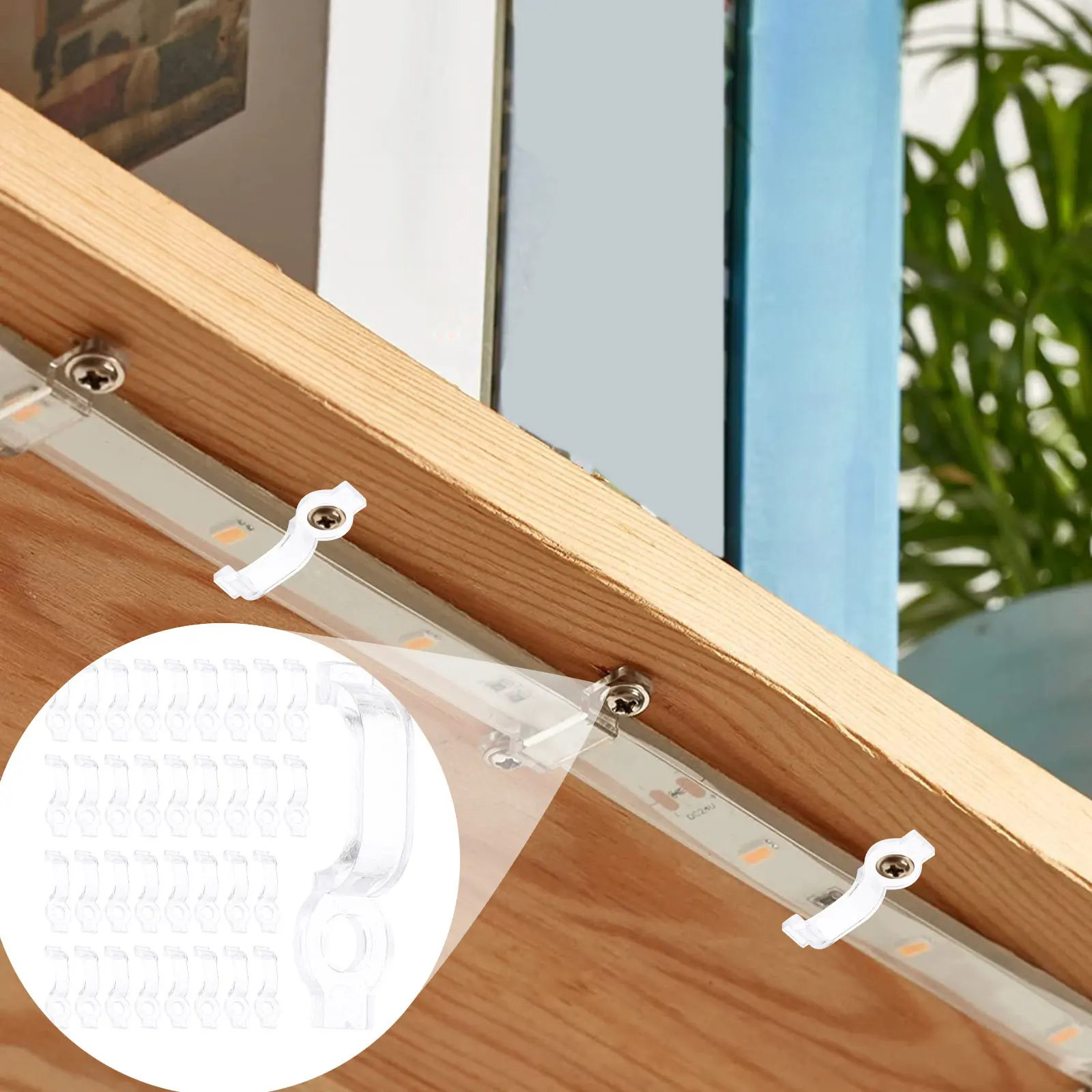 

100Pcs One Side LED Light Clips Ultra-Thin Design Easy Install Strip Light Mounting Clip for Outdoor Indoor Lighting Accessories