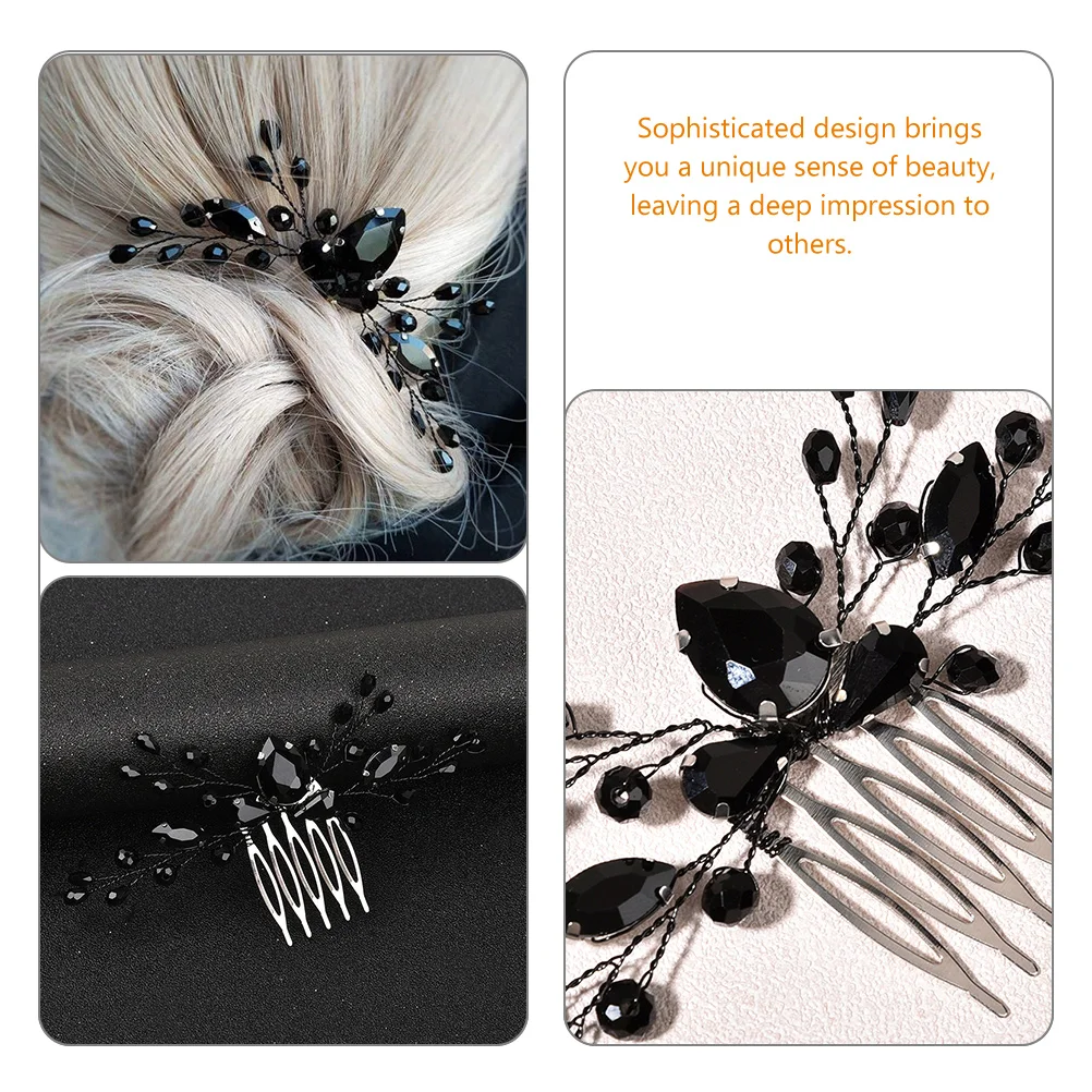 

Elegant Bridal Headdress Crystal Rhinestone Hair Comb Black Wedding Hairpin Accessories For Bride Bridesmaid Dinner Dance