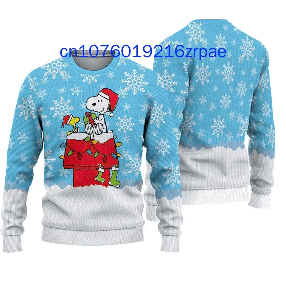 2024 New Snoopy Christmas Sweater 3D Print Men and Women Casual Cartoon Sweatshirt Christmas Sweater