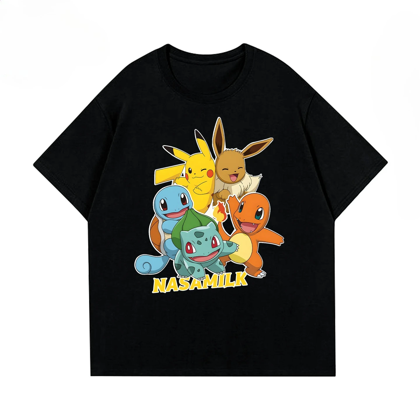 T-shirt per ragazzi e ragazze stampate Pok É Mon realizzate in puro cotone traspirante per coppie maniche corte Nuovo top estivo di alta qualità