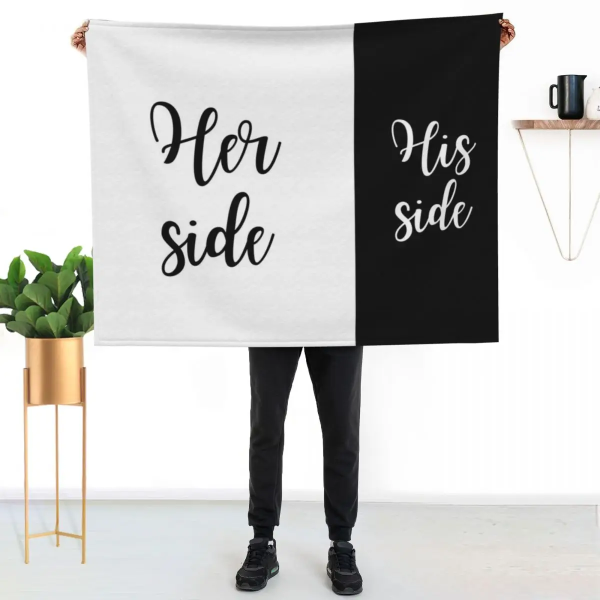 

Her side his side Throw Blanket Stylish Warm Blanket for Living Room Bedroom