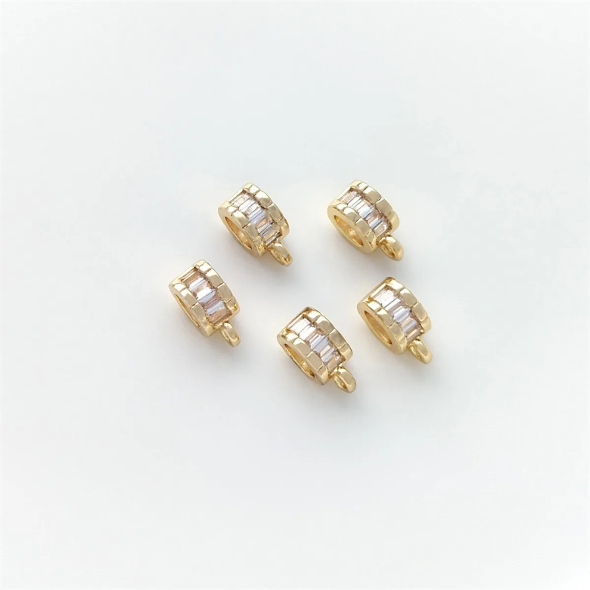 Brass 14K Gold Plated CZ Melon Seed Bail With Loop Charms DIY Pearl Bracelet Necklace Connector Accessories