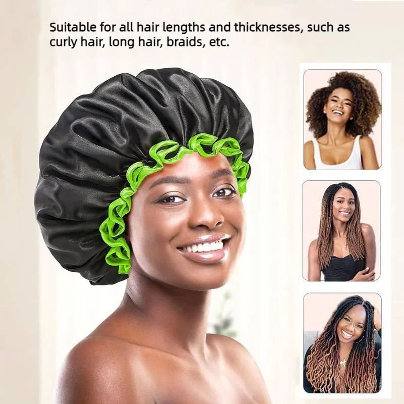 Large Shower Cap Thick Long Hair Braids Reusable Waterproof Double Layers Bathing Hair Treatment Hat for Women Men