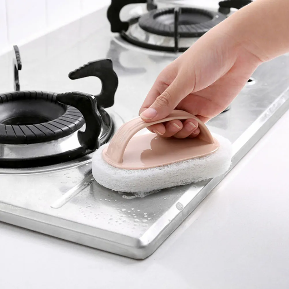 

6pcs Cleaning Brush Set Kitchen Sponges Multifunctional Reusable Household Scrub Sponges Handle Cleaning Sponge Durable Pot