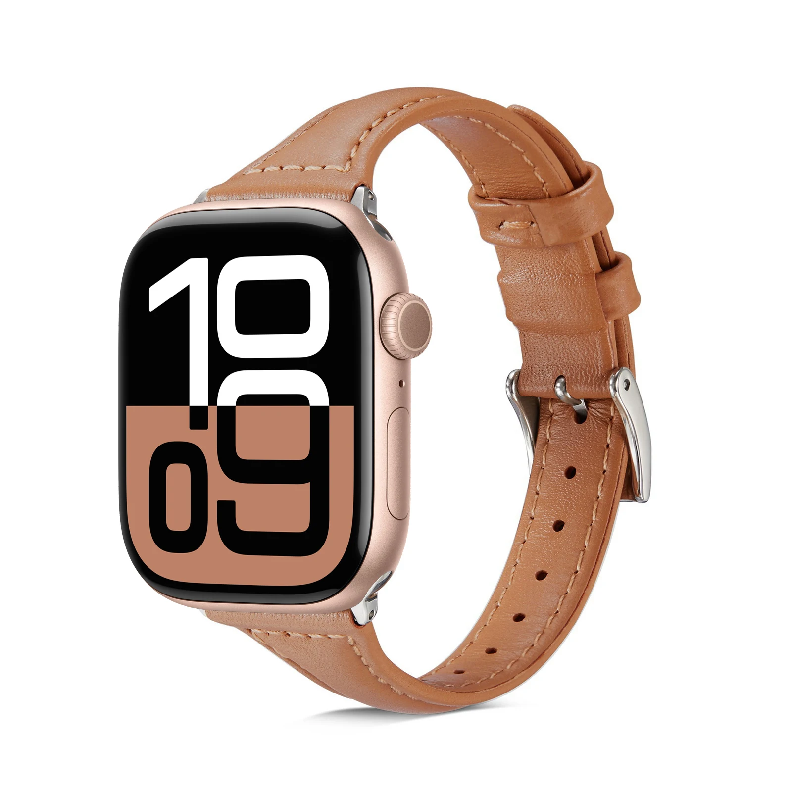 

Тонкий кожаный ремешок для Apple watch band 40mm 44mm 41mm 38mm 46mm 42mm 45mm 49 браслет correa iwatch series ultra 6 se 7 8 9 10