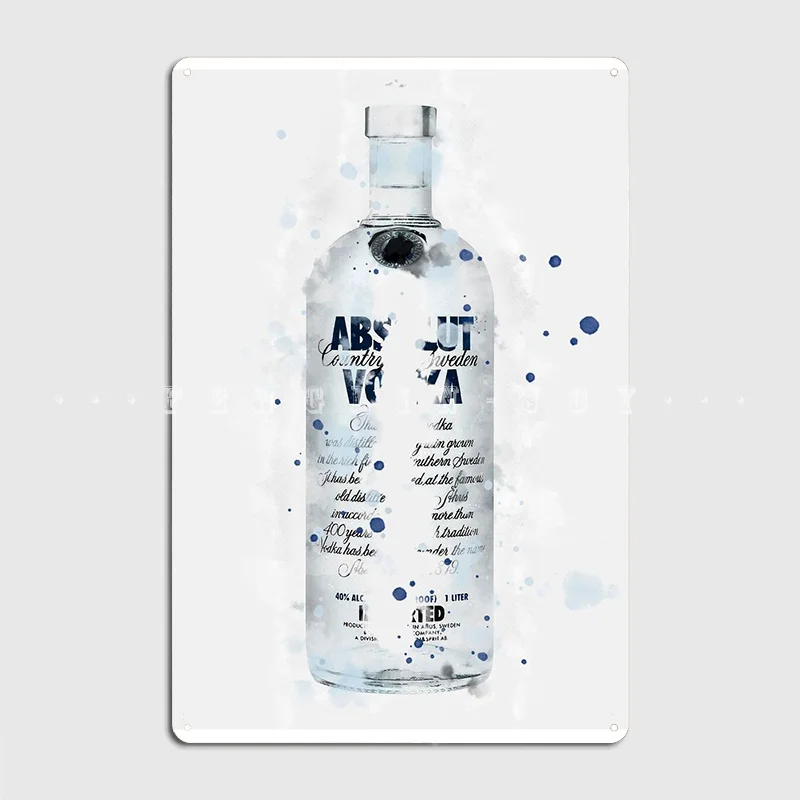 Absolute Vodka Inked Art Metal Sign Printing Club Painting Décor Living Room Tin Sign Poster