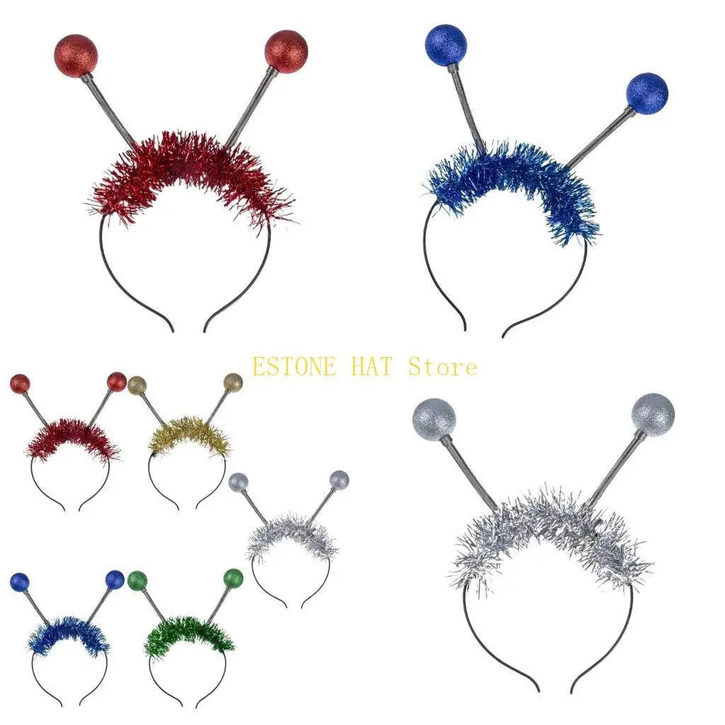 49MF Glow Alien Designs Headband With Fun Spring Balls Headpiece For Kids