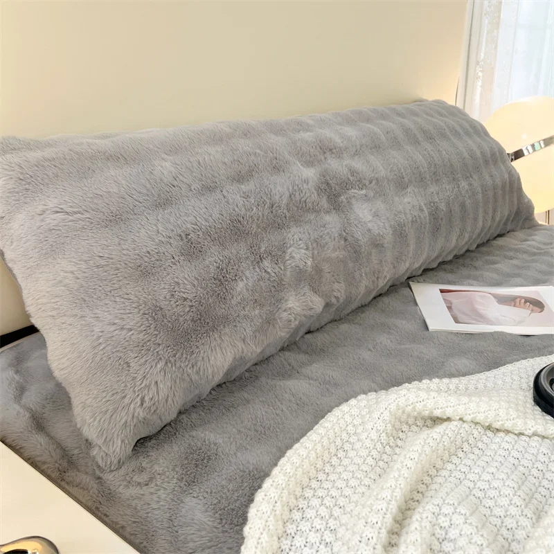 1pc Solid-color Plush Pillow Long Pillowcase, Decorative Pillowcase (without Core), Soft and Comfortable Fabric