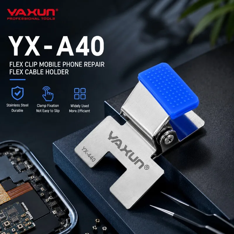 Suporte de Fixação para Placa PCB YAXUN YX-A40 em Aço Inoxidável Durável para Reparo e Soldagem de Placas-Mãe de Celulares