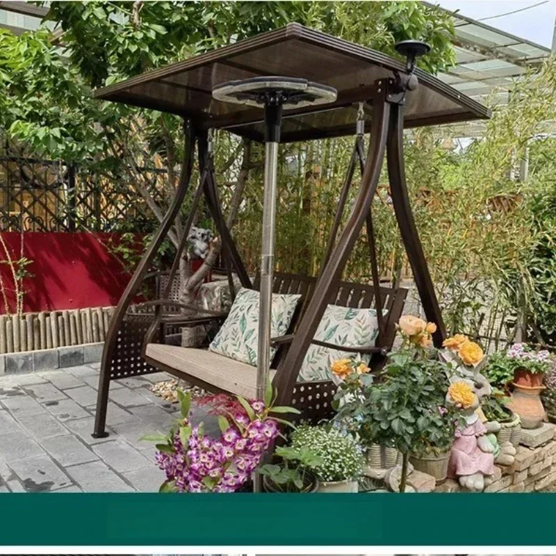 

Swing, outdoor courtyard, garden, aluminum alloy, solar powered hanging chair, double tables and chairs