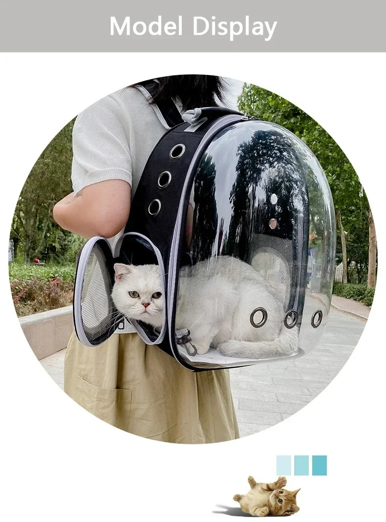 Atmungsaktiver Tragbarer Haustier-Rucksack Transparente Raumkapsel-Tasche für Katzen und Hunde - Haustiertransport mit Komfortgriffen – Detail 14