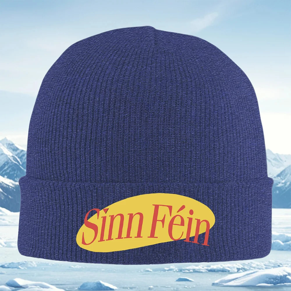 Palabras rojas fondo amarillo espacio negro Hombres Mujeres Gorro de punto unisex Gorro Jersey Gorro Invierno Térmico Cálido Nav