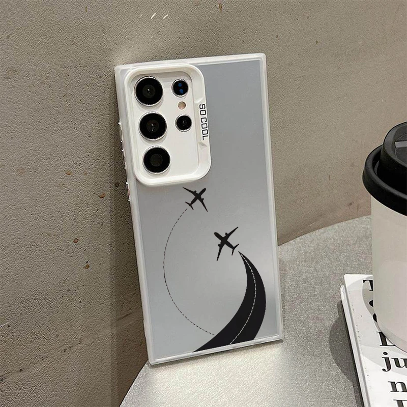 Aircraft Line Phone Case For Samsung S26 S25 S24 A57 A56 A37 A36 A17 A16 A07 M56 Ultra Plus Laser PC+TPU Cases Cover-S255P2