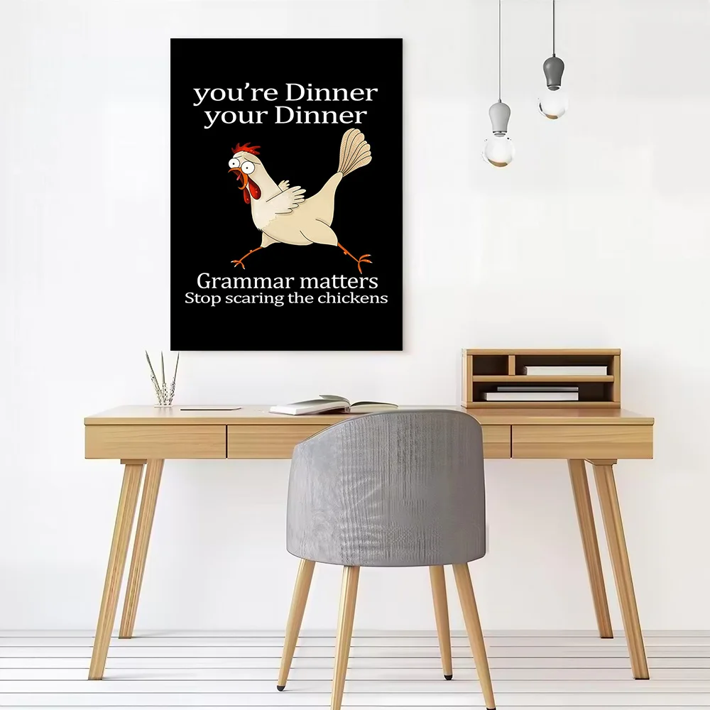 Funny Chicken Grammar Joke Canvas Wall Arts Poster Customizable Pictures Printing for Room Decor Luxury Decoration Art of Murals