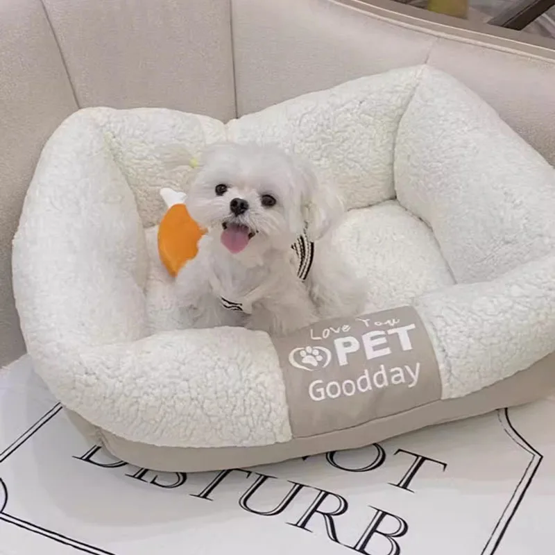 

Soft Cute Plush Pet Bed Removable Cushion Kennel Medium Dog Bed Indoor Mattress Blanket Niche Pour Chien Home Furnitures