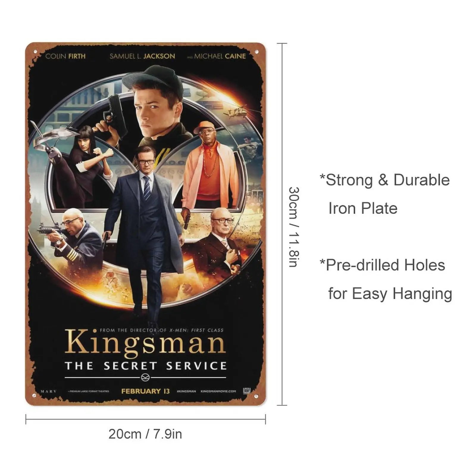 Kingsman Secret Service Movie Poster Tin Metal Sign Vintage Wall Plaque Decor 8x12 Inch