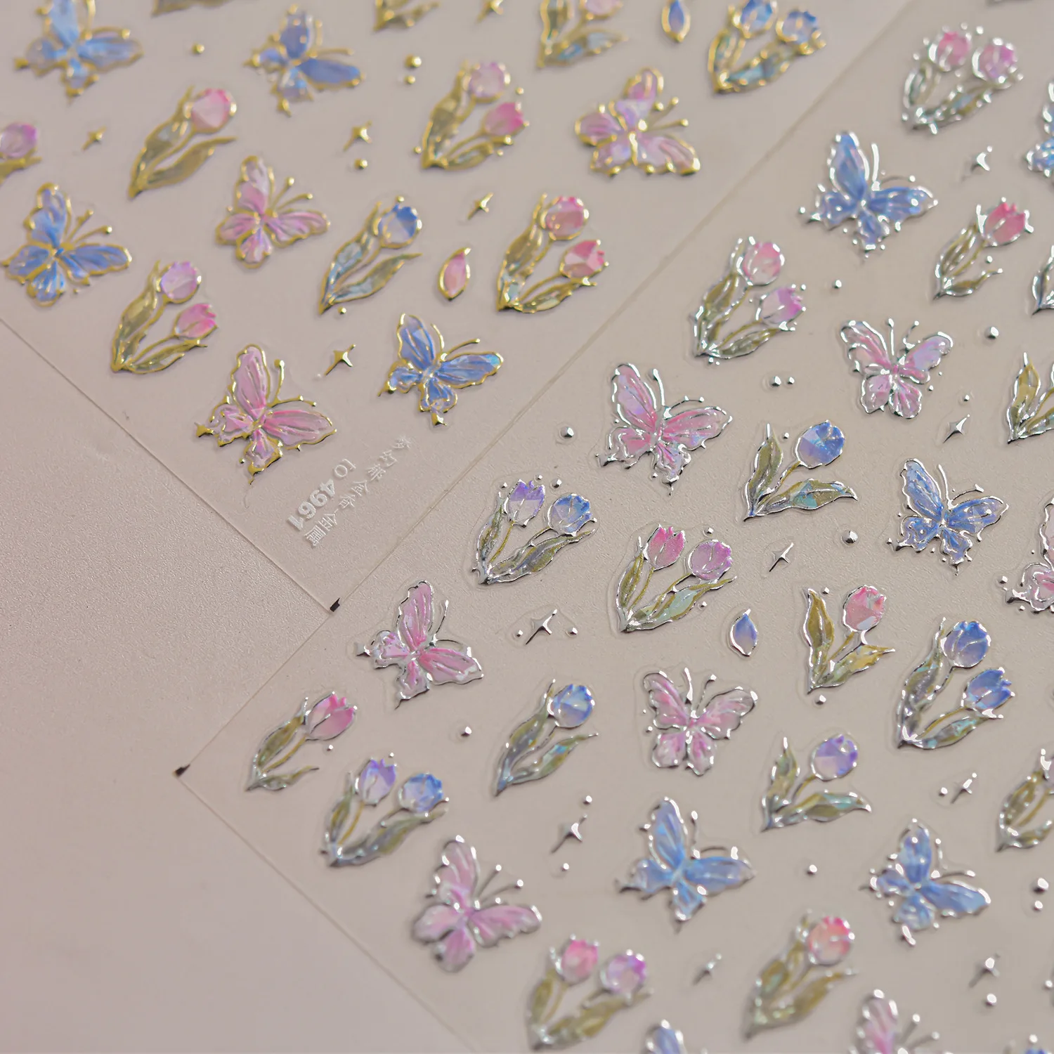 Blütenblatt Sterne Tulpe Blume verträumter Schmetterling lila zarte Blumen Illusion schicke Nail Art Aufkleber Relief selbstklebende Maniküre Aufkleber