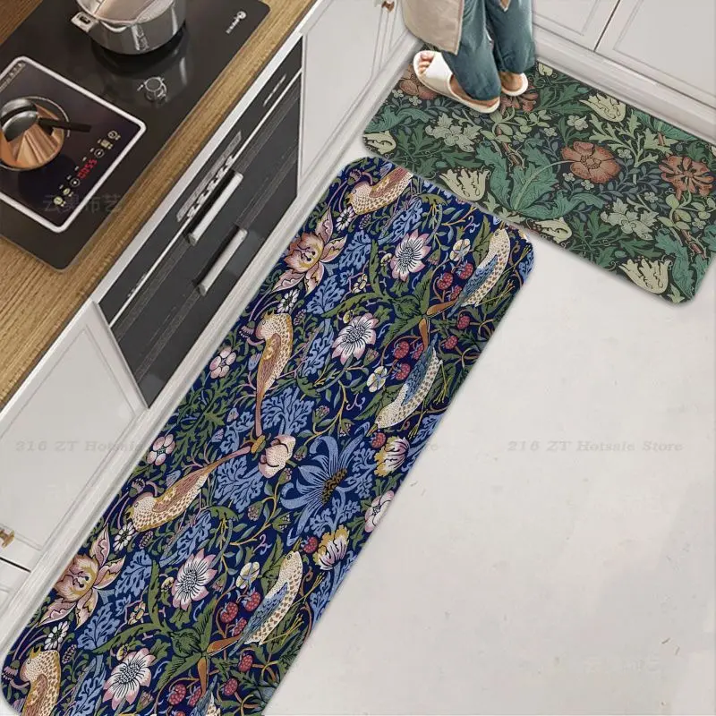 

William Morris Strawberry Floor Mat Bathroom Mat Anti-slip Absorb Water Long Strip Cushion Bedroon Mat Welcome Doormat