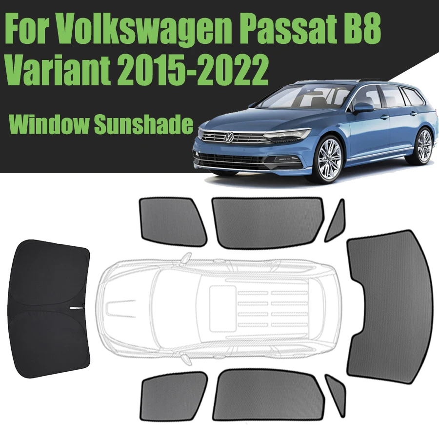 Custom Car Window Sunshade For Volkswagen Passat B8 Variant 2015 - 2022 VW Wagon Magnetic Curtain Mesh Front Windshield Curtain