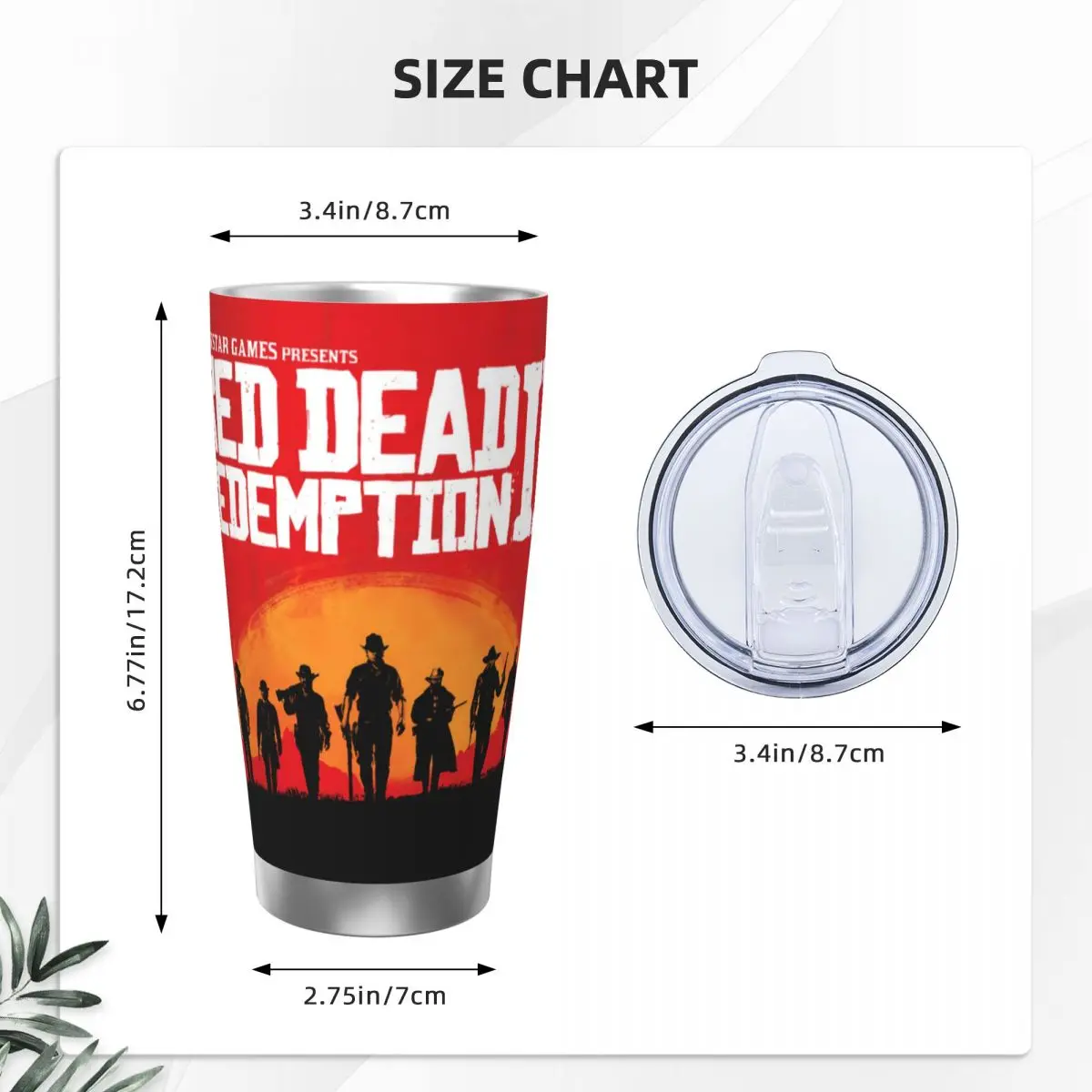 Red Dead Redemption 2 RDR2 bicchiere isolato con cannucce US West cowboy Vacuum Coffee Mugs Office Home Thermos Bottle Cups, 20oz