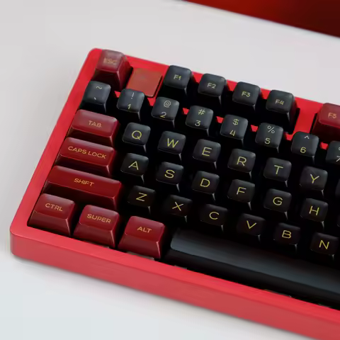 KBDiy SA Keycap GMK Red Samurai PBT Double Shot Keycaps Black And Red 142 Keys For Custom Mechanical Keyboard Gamer Key Cap Set